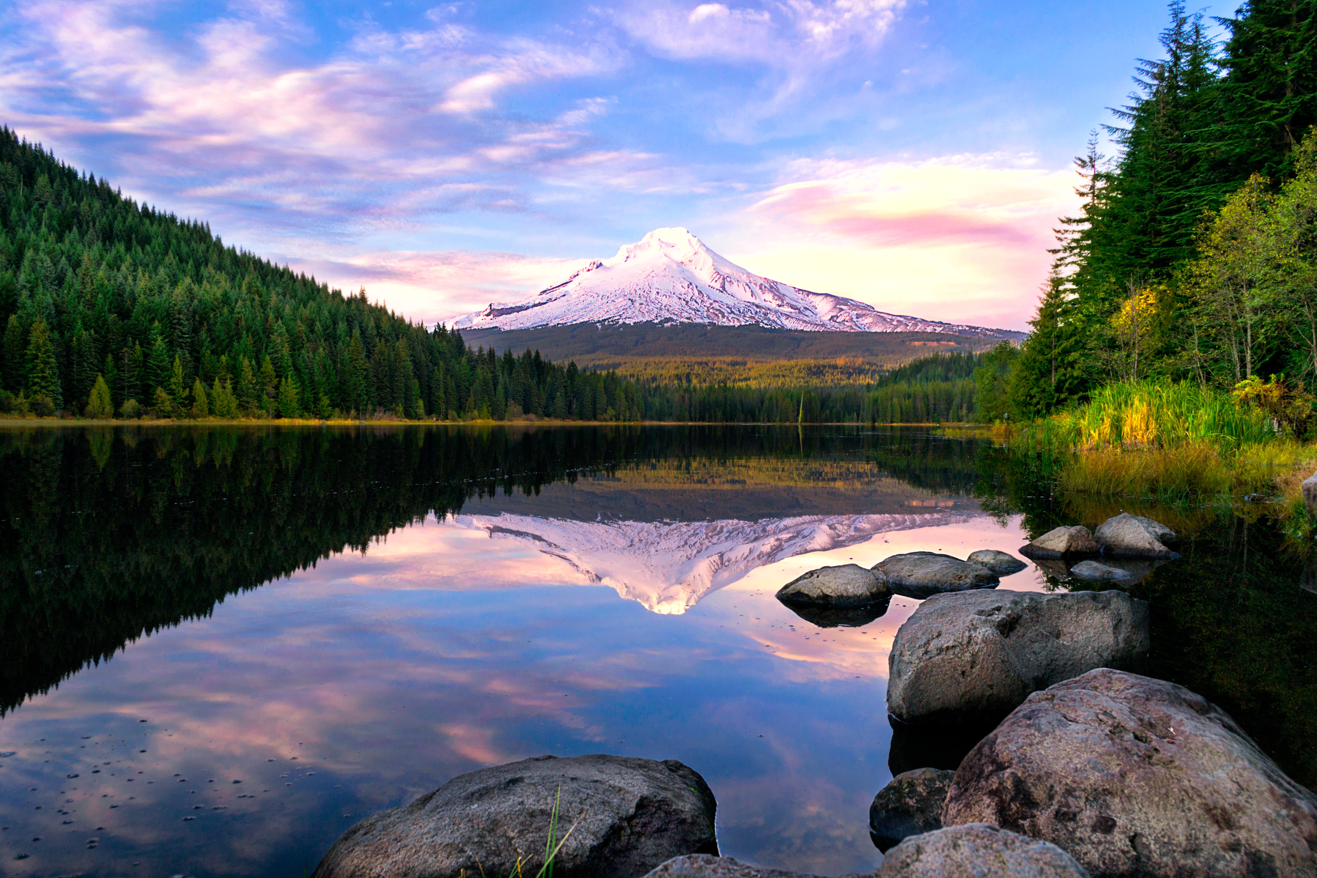 Trillium Lake’s serenity welcomes Mt. Hood, Oregon, USA