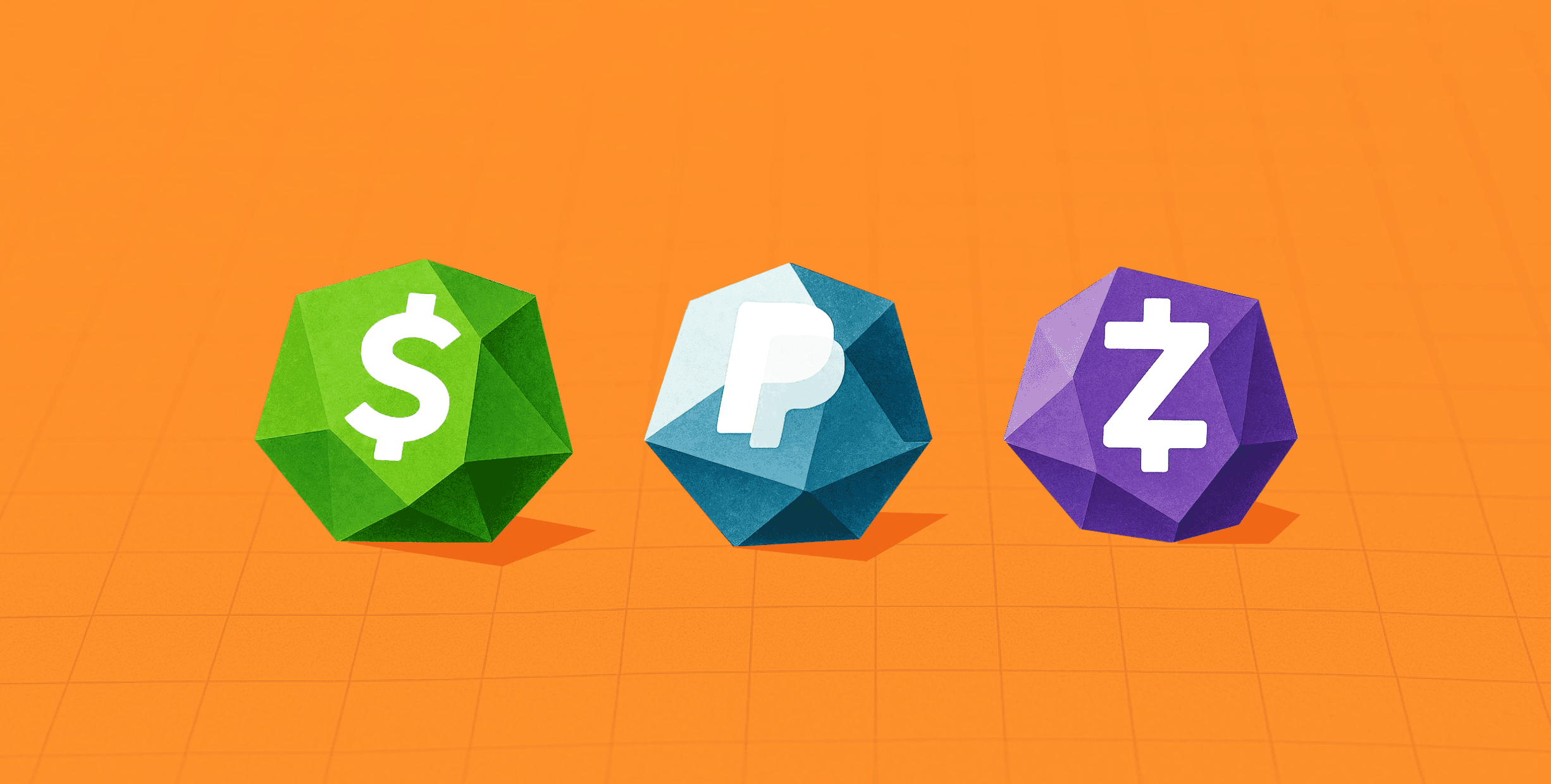 Multi-sided blocks with currency symbols and letters