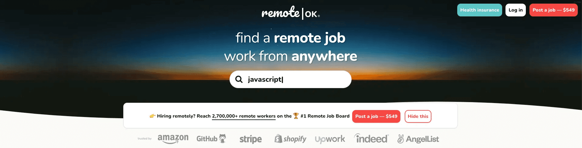 RemoteOk remote work job board